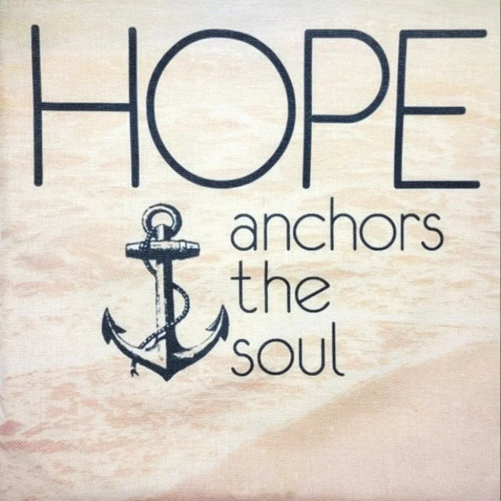 2/$40 Christian Hope Anchors Decor Pillow Case Throw Cushion Cover 18inch Square